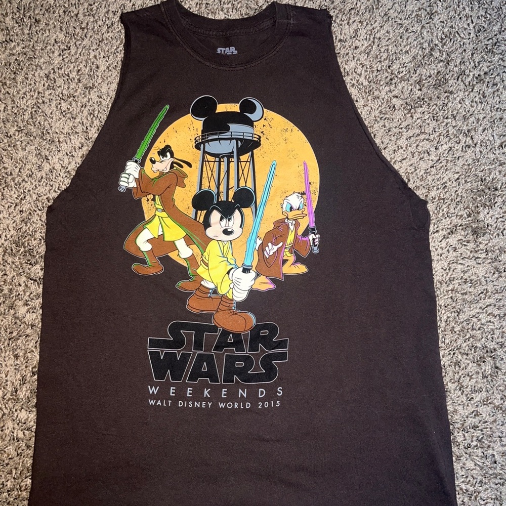 Star Wars Weekend 2015 Jedi Trio Mickey Donald Goofy Logo Shirt Medium Tee Shirt